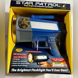 STAR PATROL Rechargeable Spotlight/Flashlight Brand New In Box.  VIRAL!